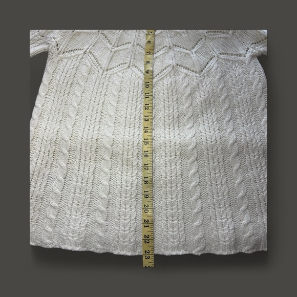 Tommy Bahama Cascade Lambswool Cream Knit Medium Short Sleeve Sweater - Picture 4 of 6